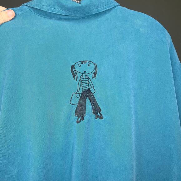 David Dart Button Up Blouse - Blue - Size 2X - Women's - Picture 7 of 7